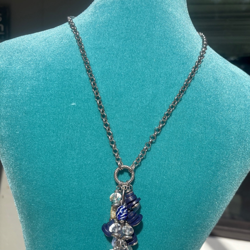EUC, Chico’s Silver Chunky, Long Charm Necklace